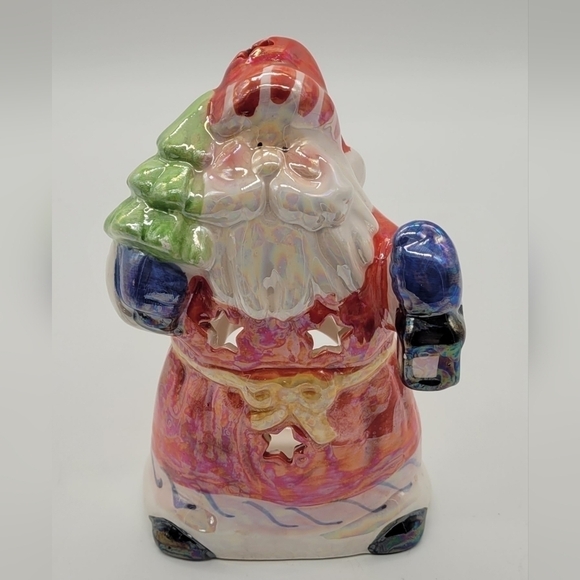 Holiday Traditions Santa Candle Holder Decor Christmas Xmas set of 2 - Picture 2 of 7